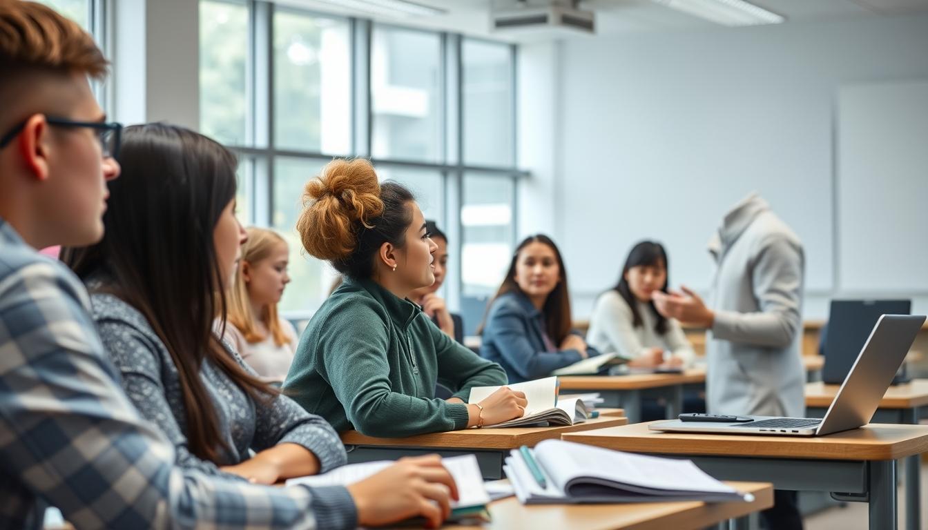 Student using learning strategies while studying